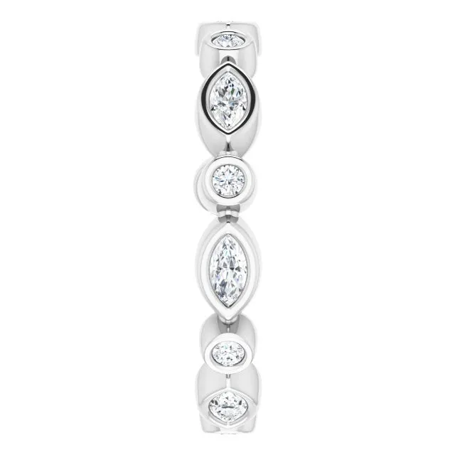 0.64 ct. Bezel Set Marquise & Round Diamond Eternity Band