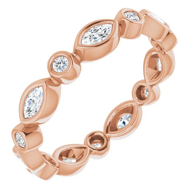 0.64 ct. Bezel Set Marquise & Round Diamond Eternity Band