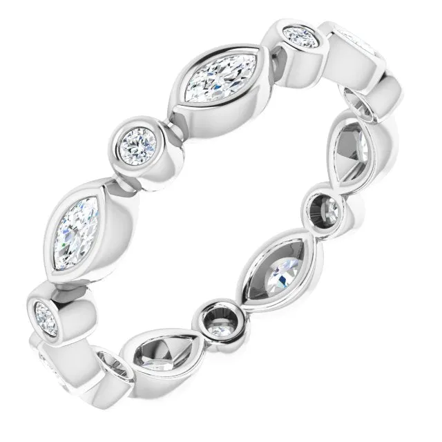 0.64 ct. Bezel Set Marquise & Round Diamond Eternity Band