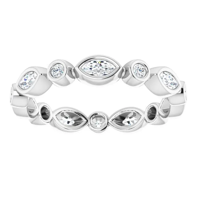 0.64 ct. Bezel Set Marquise & Round Diamond Eternity Band