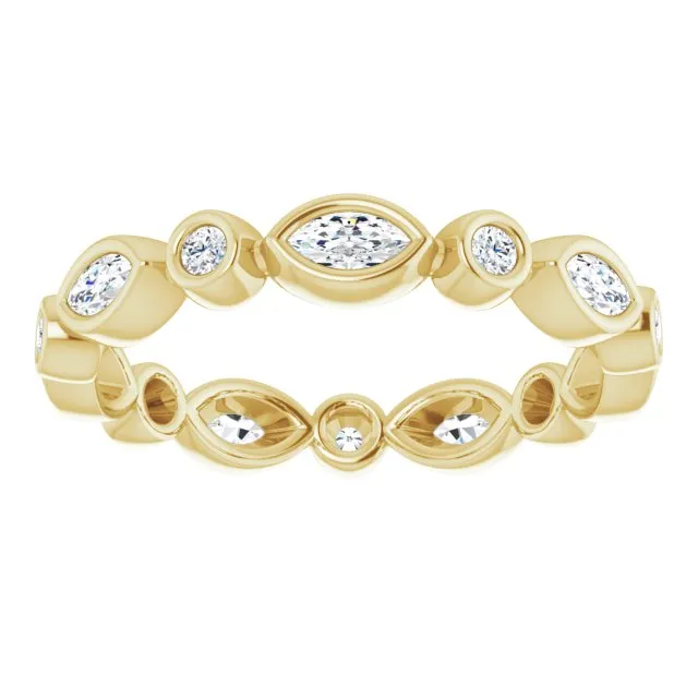 0.64 ct. Bezel Set Marquise & Round Diamond Eternity Band