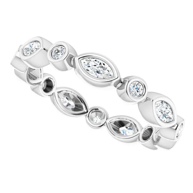 0.64 ct. Bezel Set Marquise & Round Diamond Eternity Band
