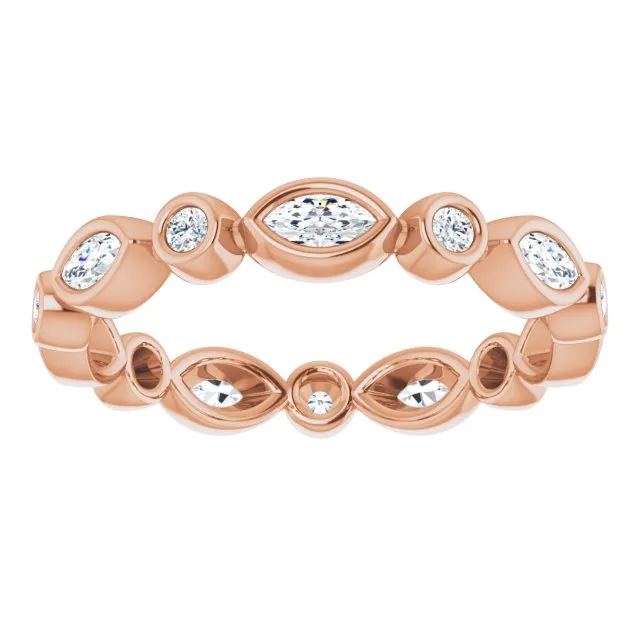 0.64 ct. Bezel Set Marquise & Round Diamond Eternity Band
