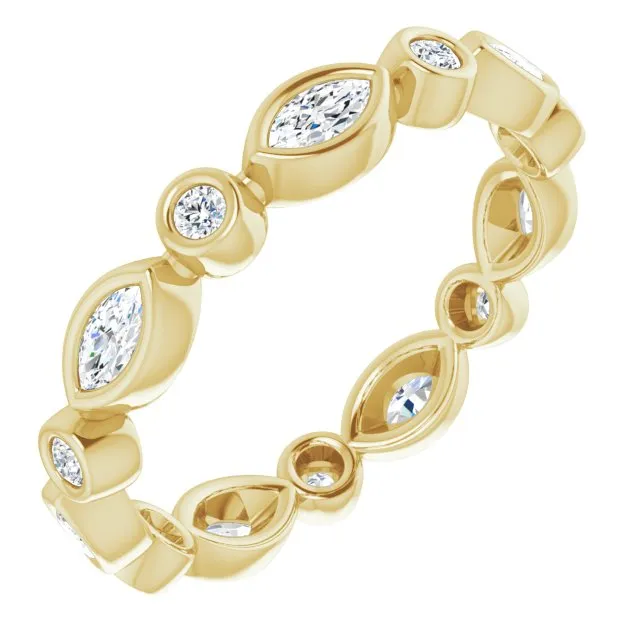0.64 ct. Bezel Set Marquise & Round Diamond Eternity Band