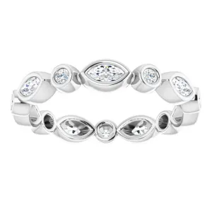 0.64 ct. Bezel Set Marquise & Round Diamond Eternity Band