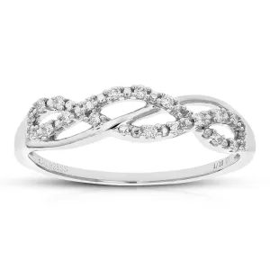 1/10 cttw Lab Grown Diamond Infinity Twist Wedding Band in Silver