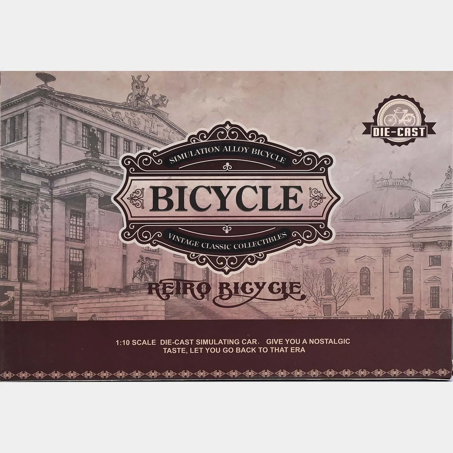 1:10 Scale Diecast Metal Model Retro Bicycle Toy