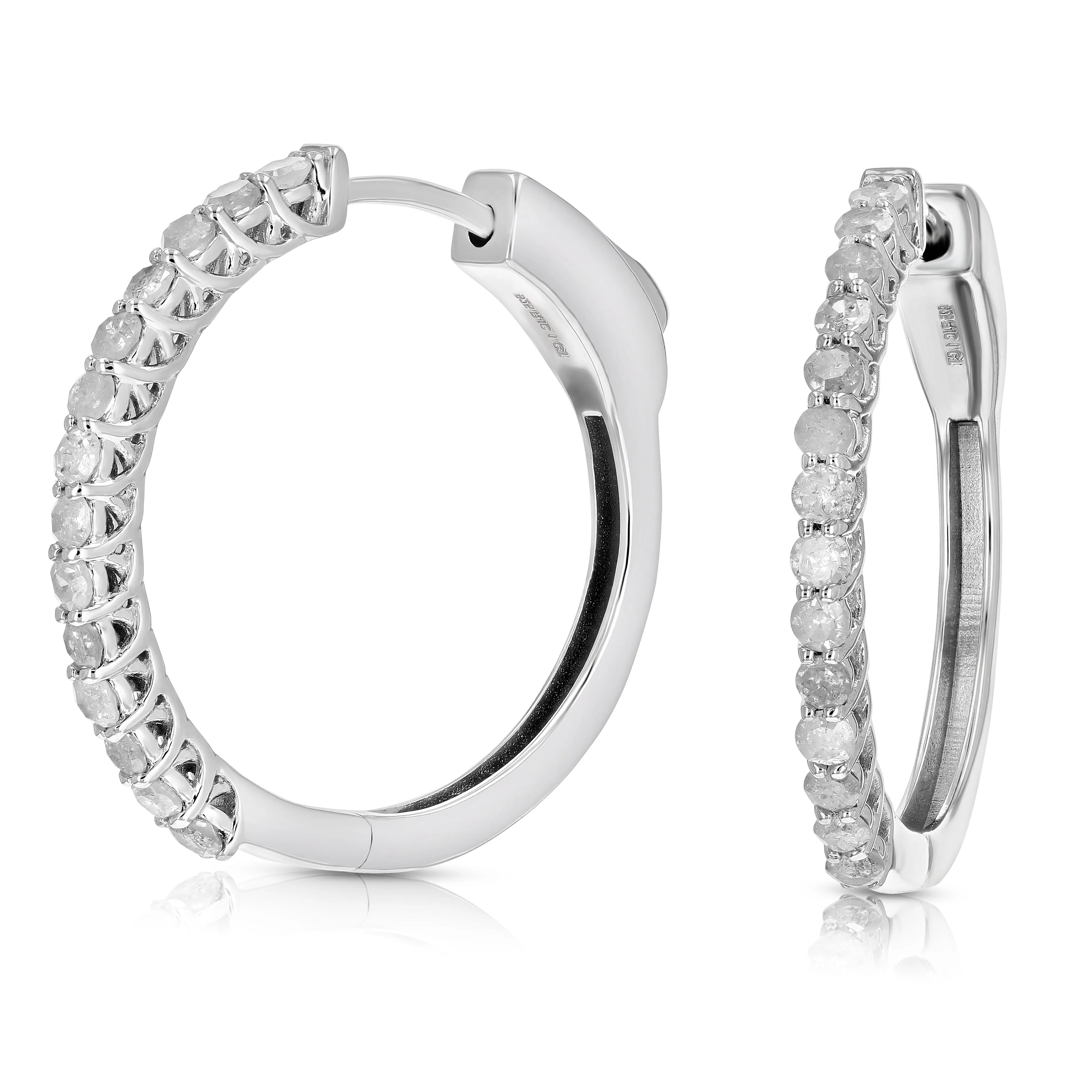1/2 cttw Diamond Graduated Hoop Earrings in Sterling Silver