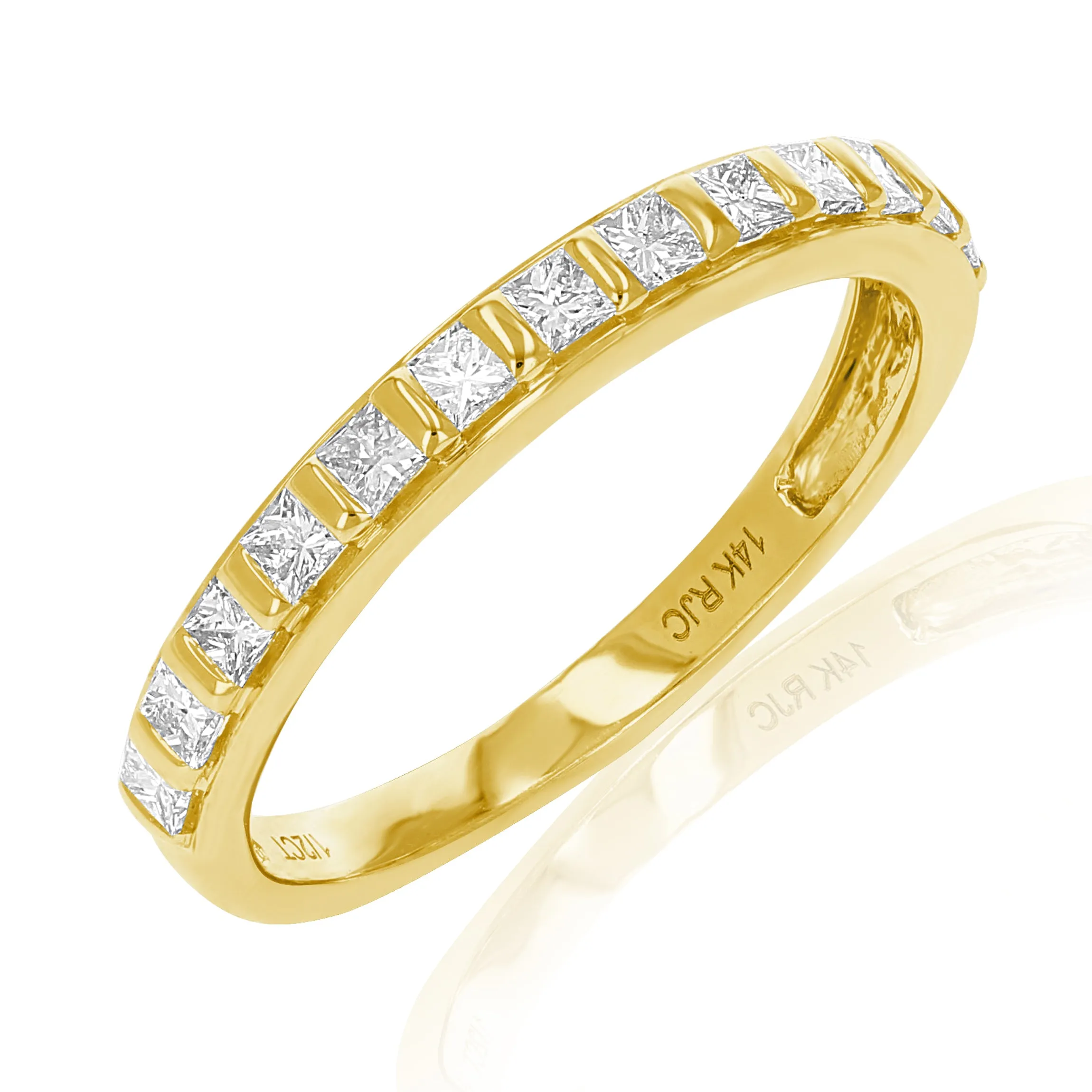 1/2 cttw Princess Diamond Wedding Band in 14K Gold