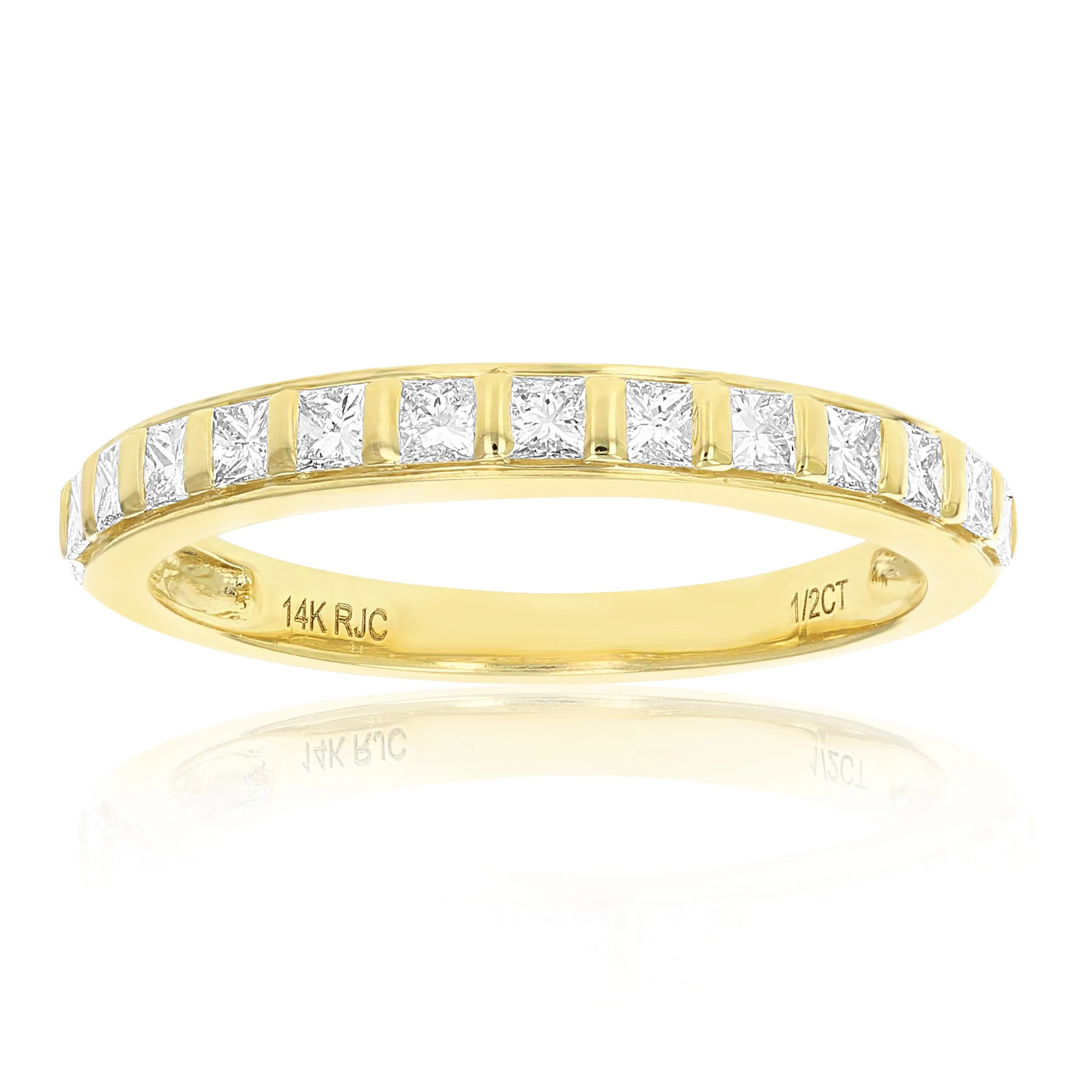1/2 cttw Princess Diamond Wedding Band in 14K Gold