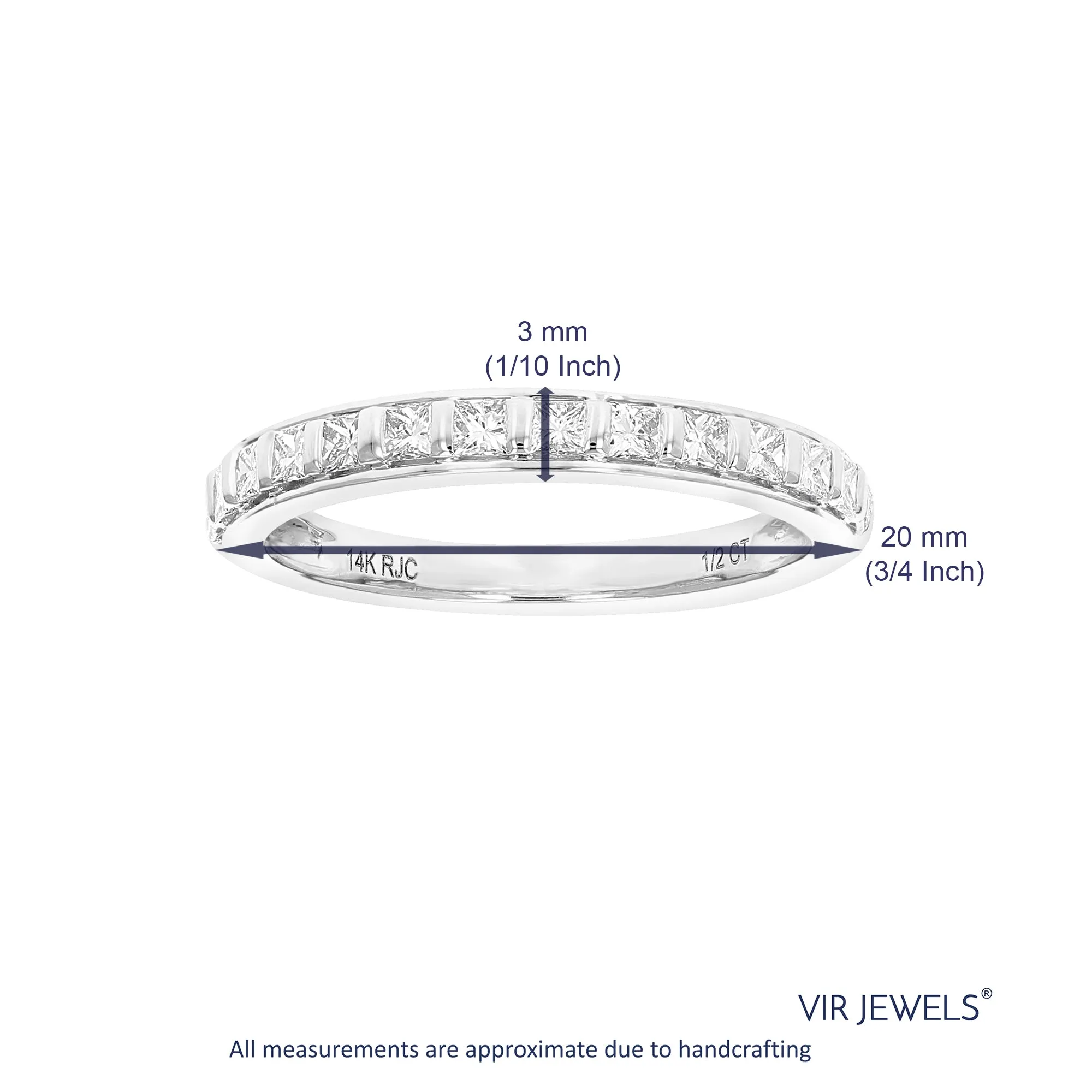 1/2 cttw Princess Diamond Wedding Band in 14K Gold