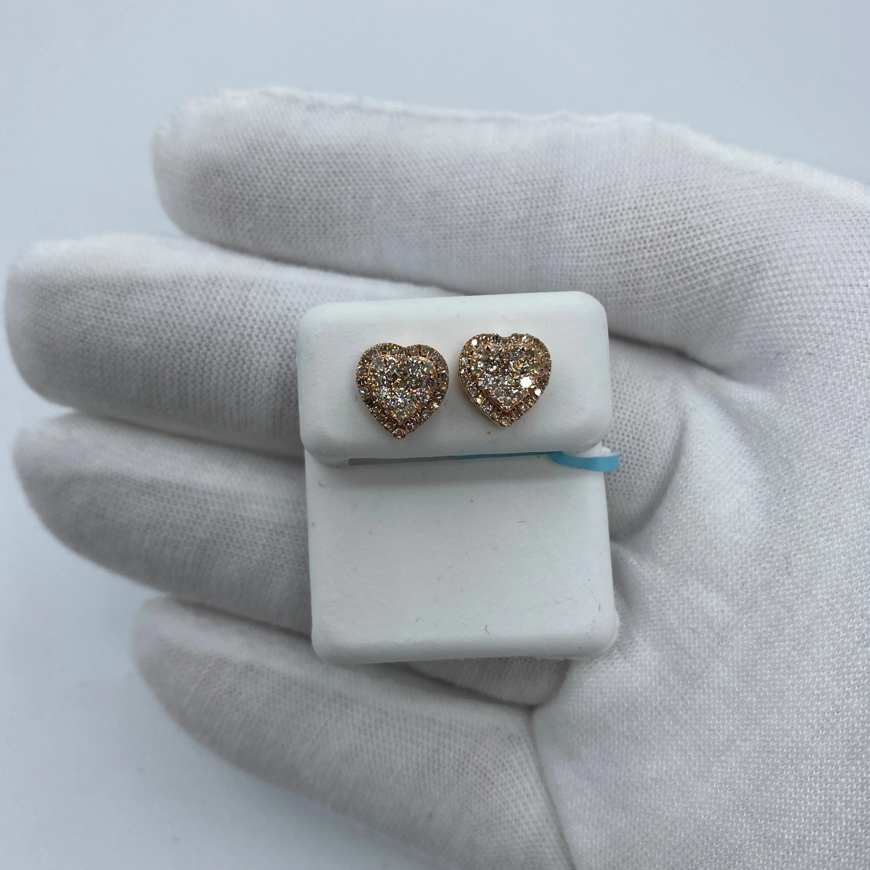 14K Halo Heart Diamond Earrings