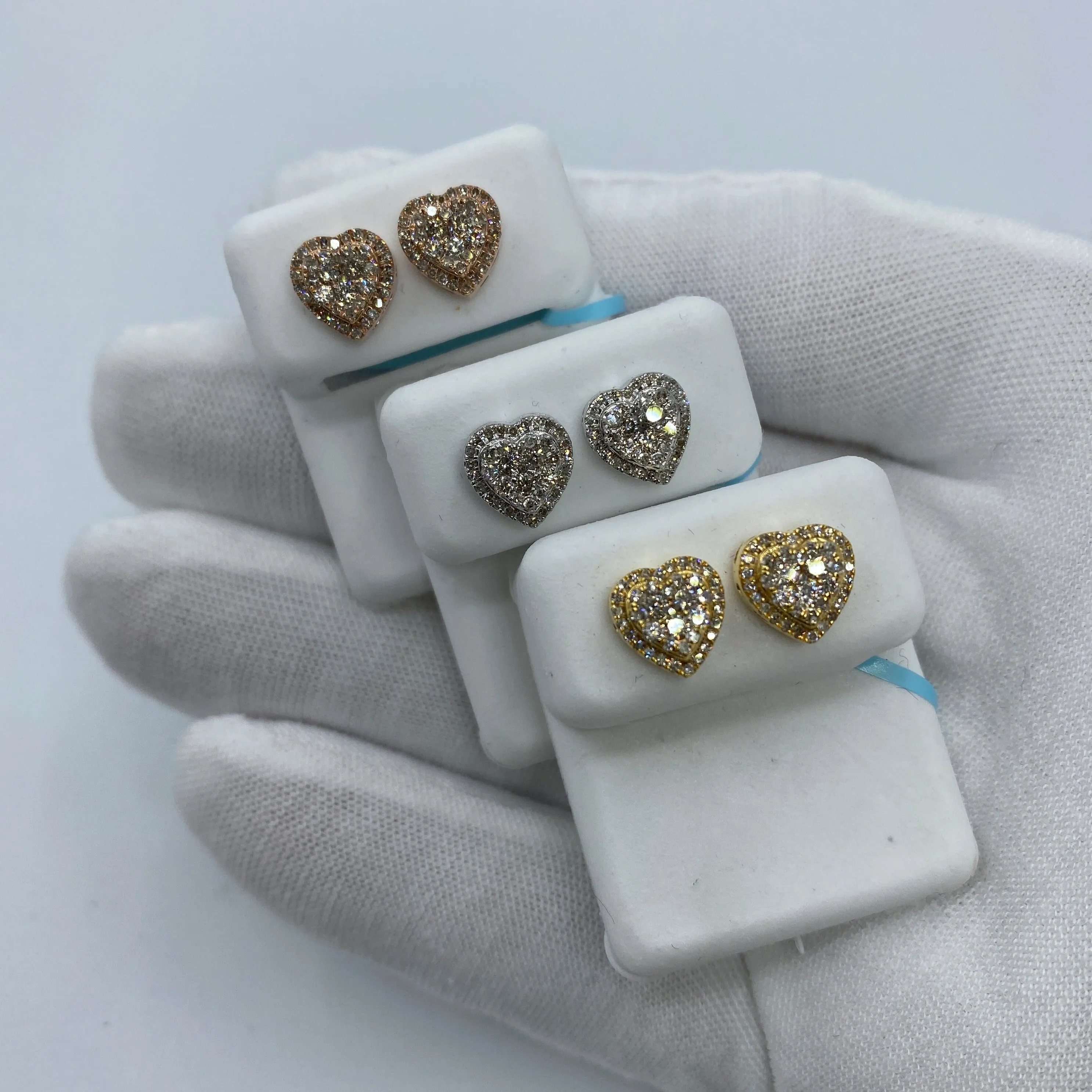 14K Halo Heart Diamond Earrings
