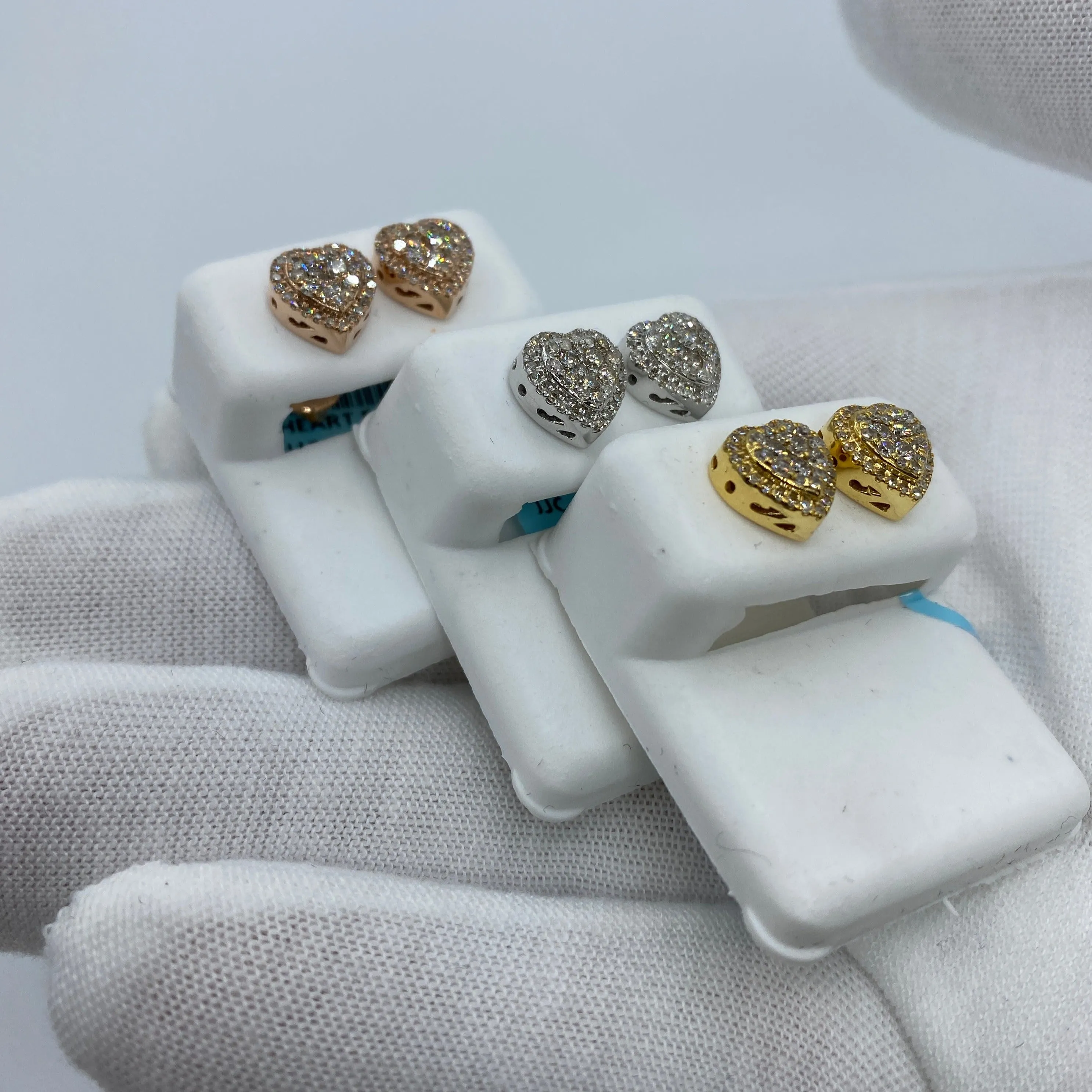 14K Halo Heart Diamond Earrings