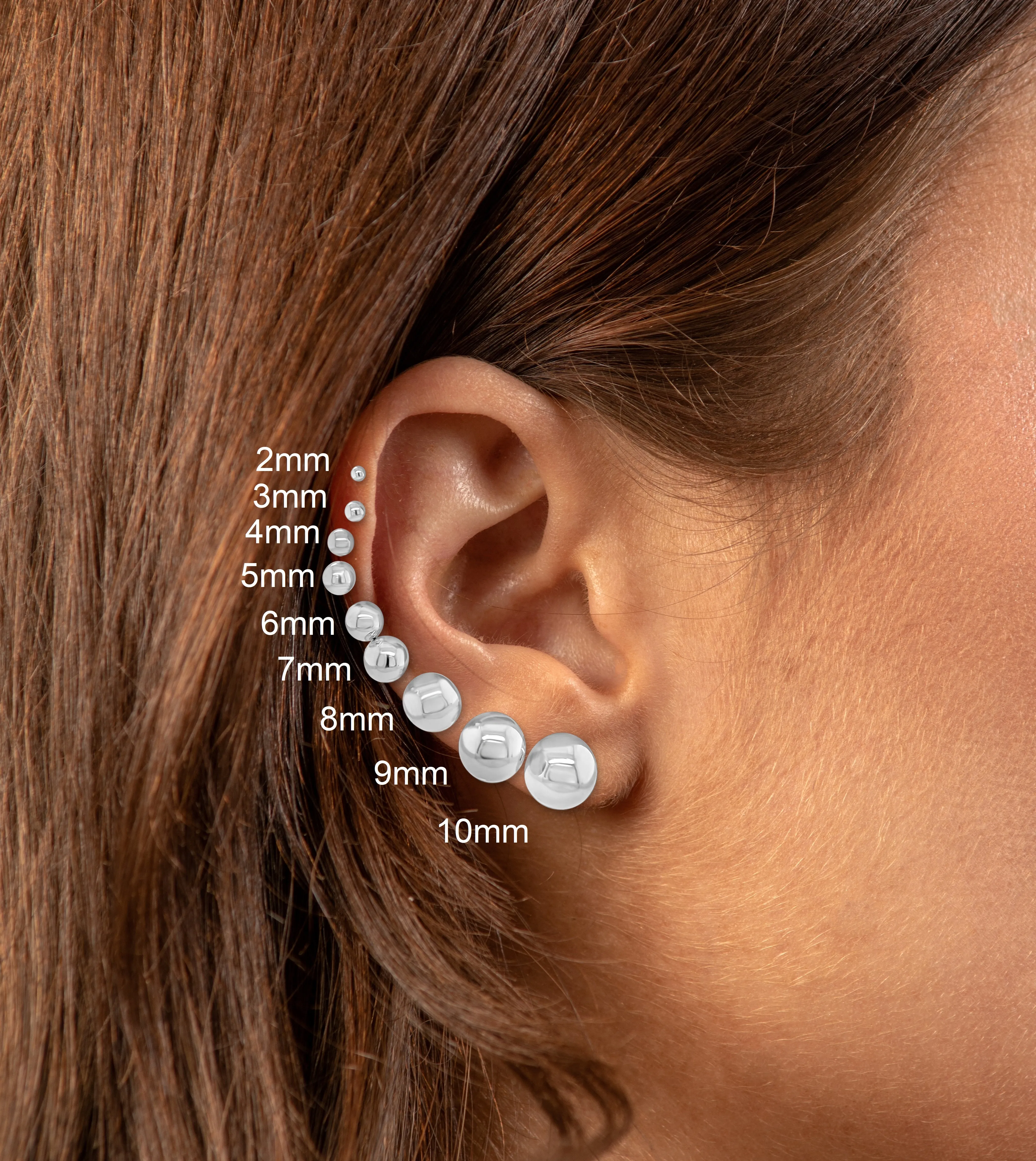 14k White Gold Ball Stud Earring