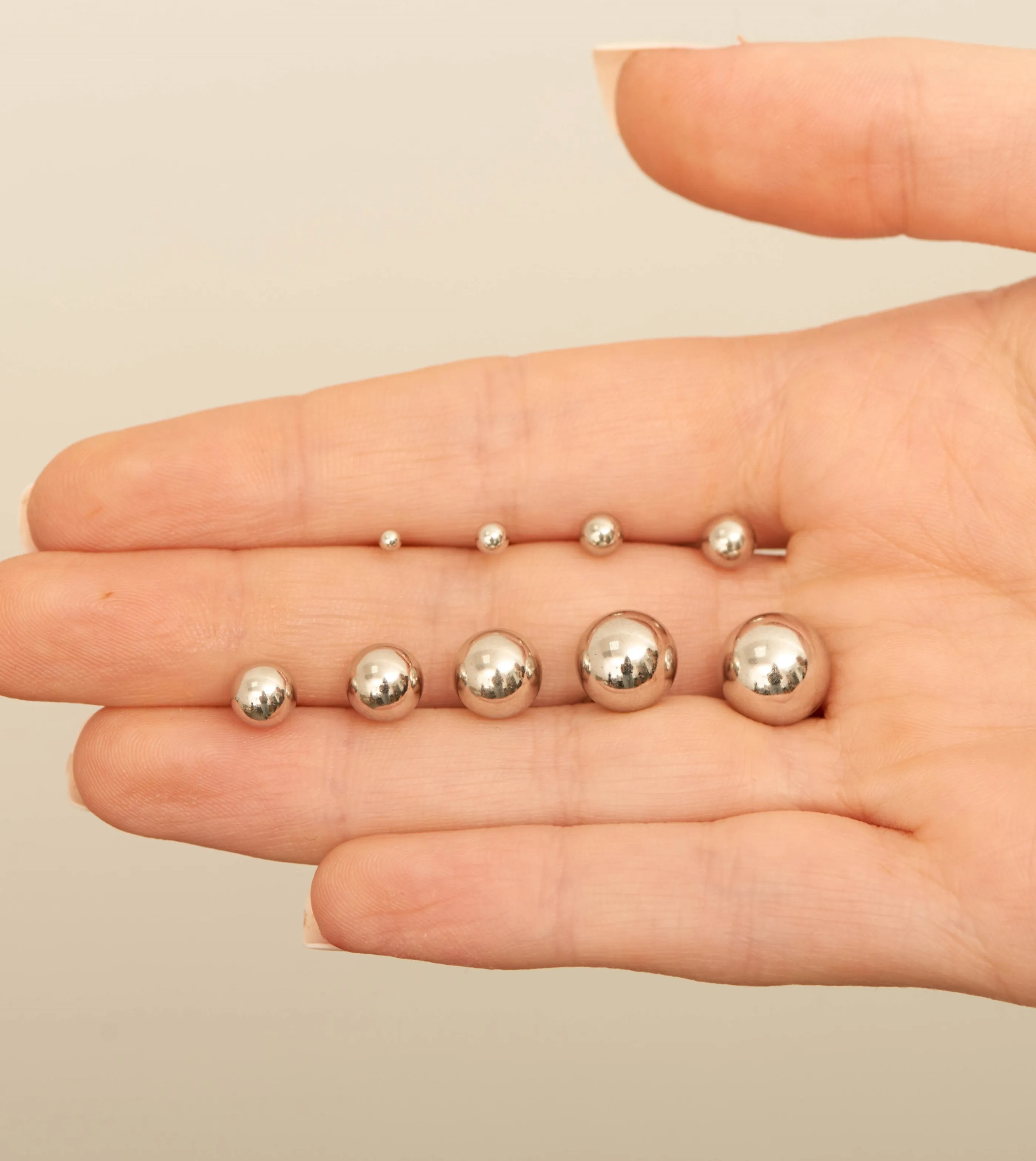14k White Gold Ball Stud Earring