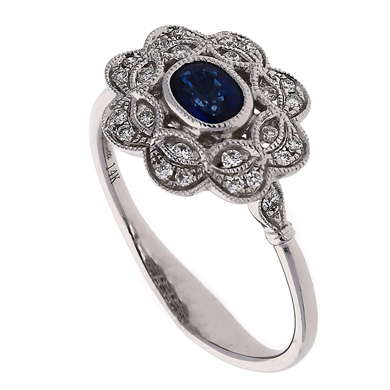 14K White Gold Sapphire and Diamond Ring