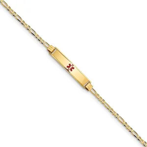14K Yellow Gold Figaro Link Medical ID Bracelet