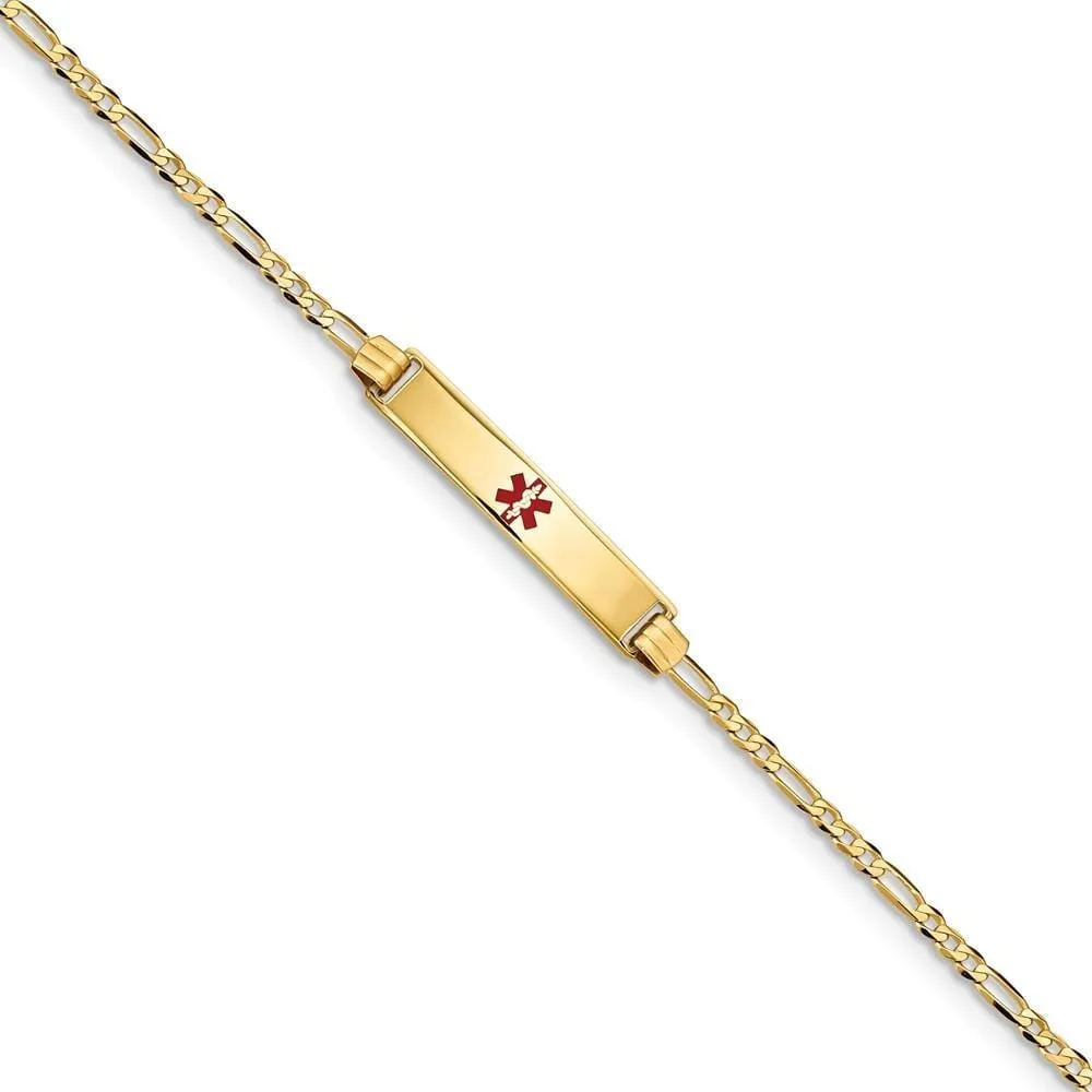 14K Yellow Gold Figaro Link Medical ID Bracelet