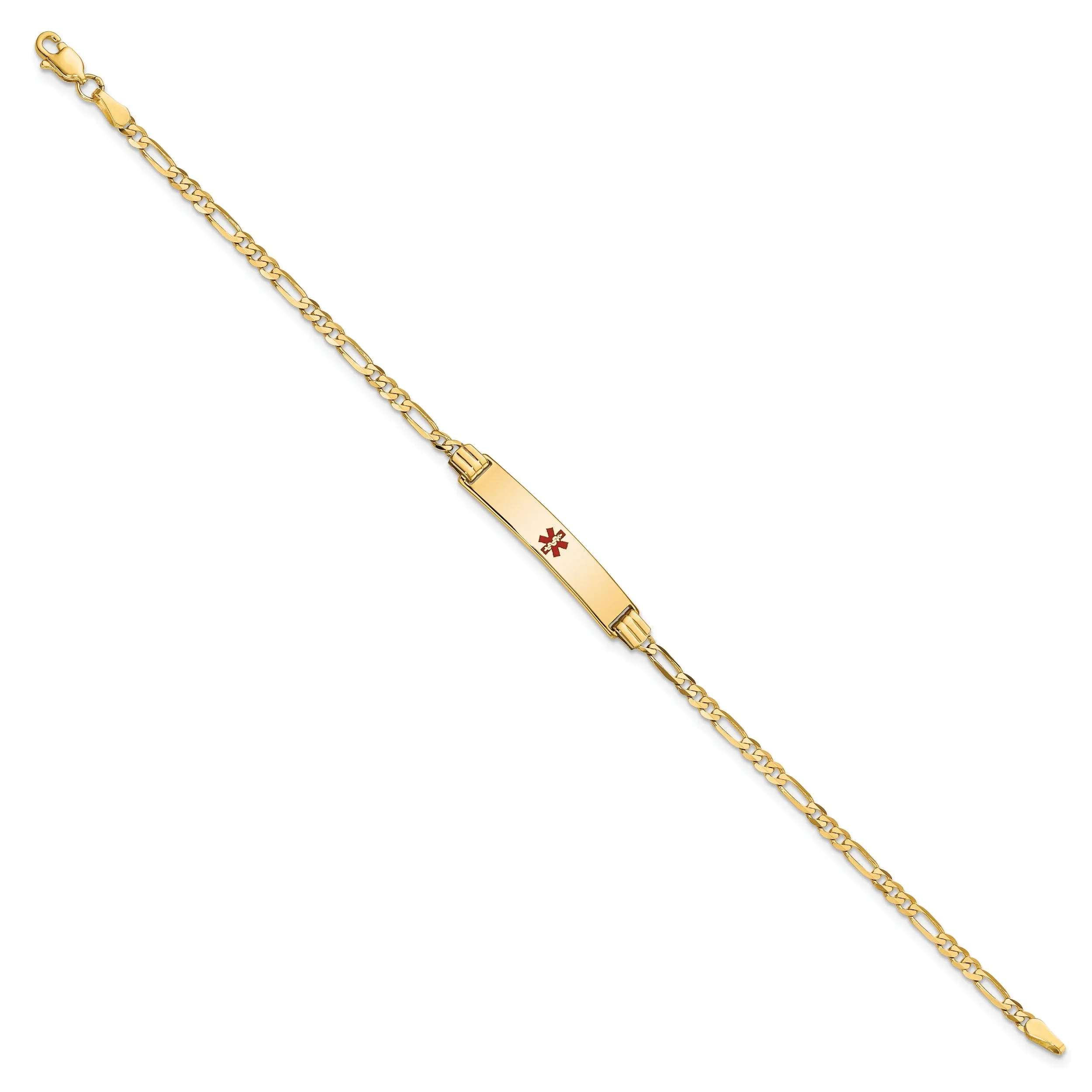 14K Yellow Gold Figaro Link Medical ID Bracelet
