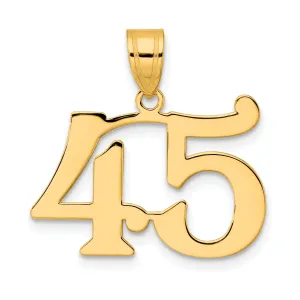 14k Yellow Gold Polished Finish Number 45 Charm Pendant