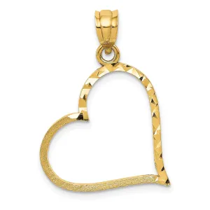 14k Yellow Gold Small Reversible Heart Pendant