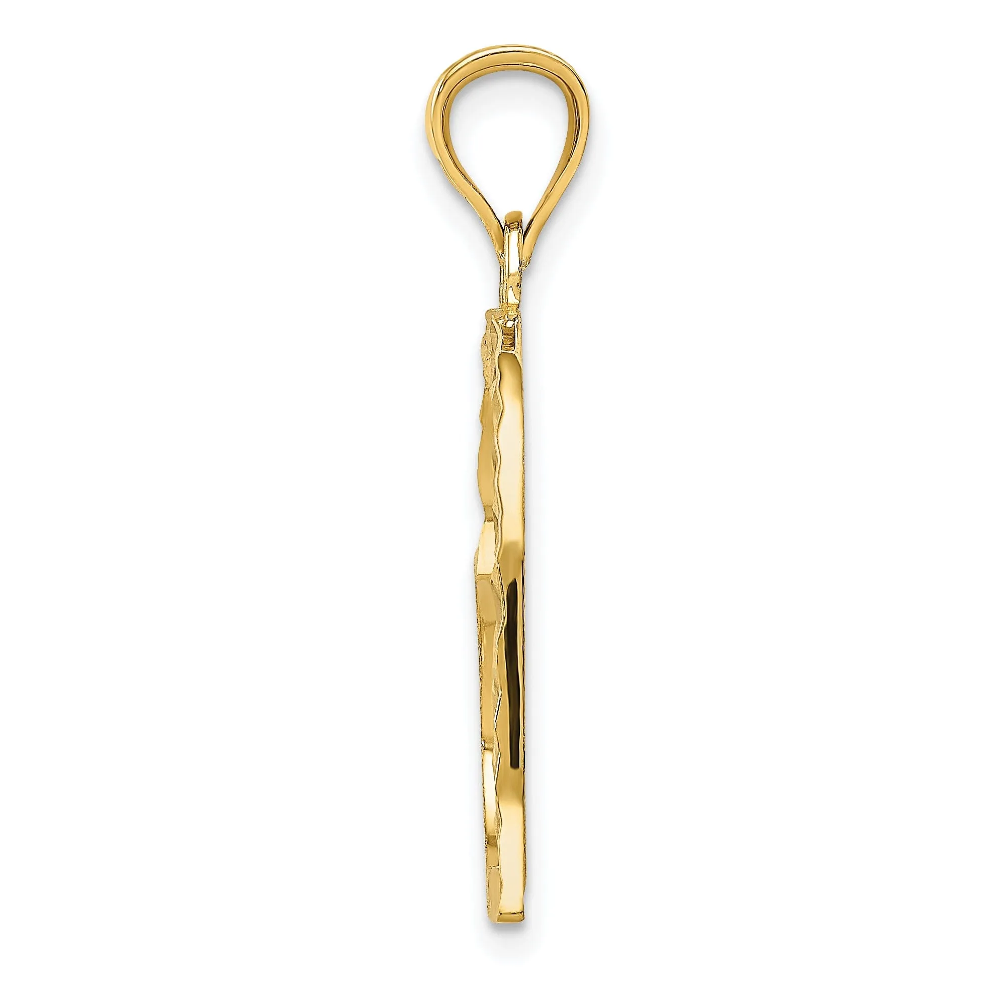 14k Yellow Gold Small Reversible Heart Pendant