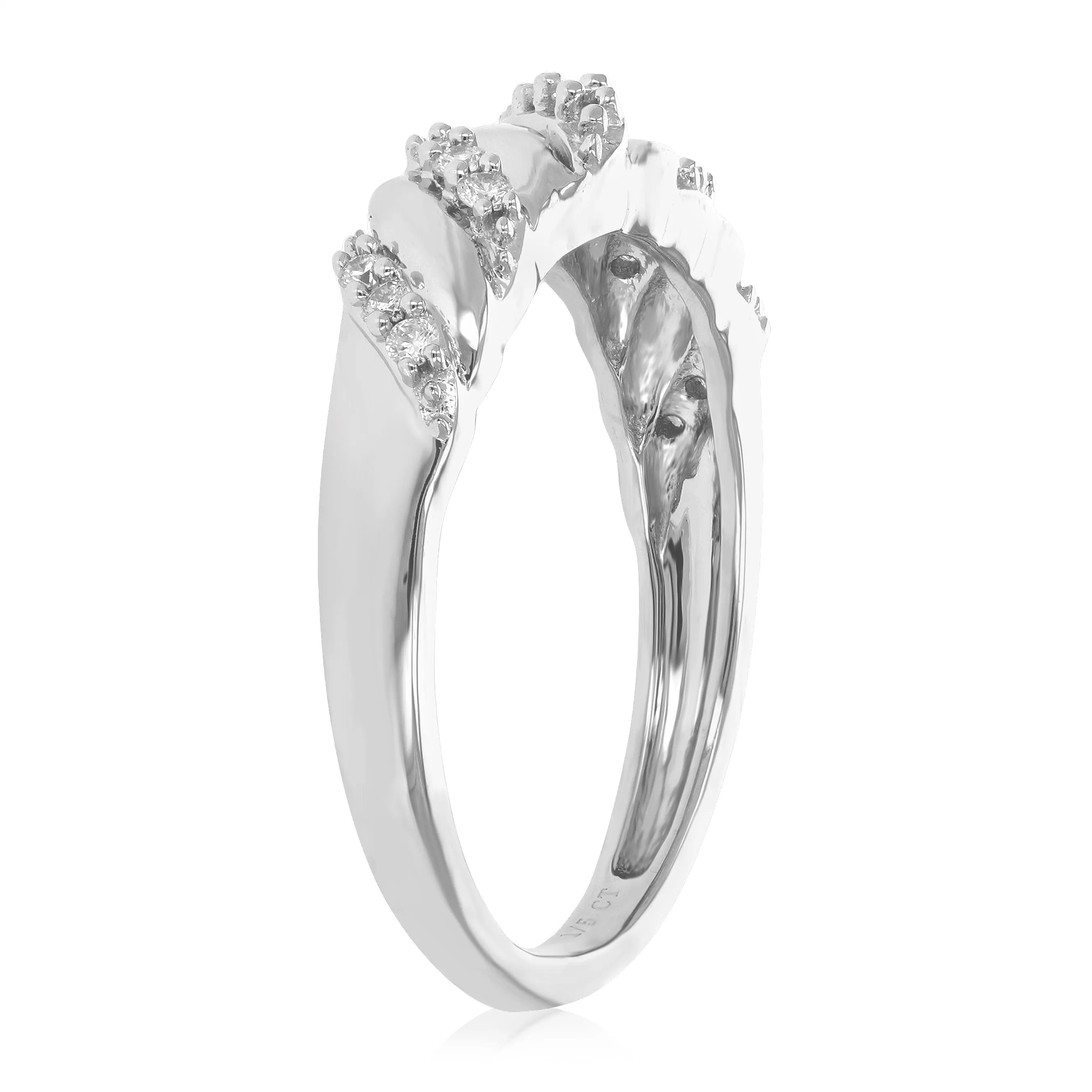 1/5 cttw Lab Grown Diamond Wave Wedding Band in Sterling Silver