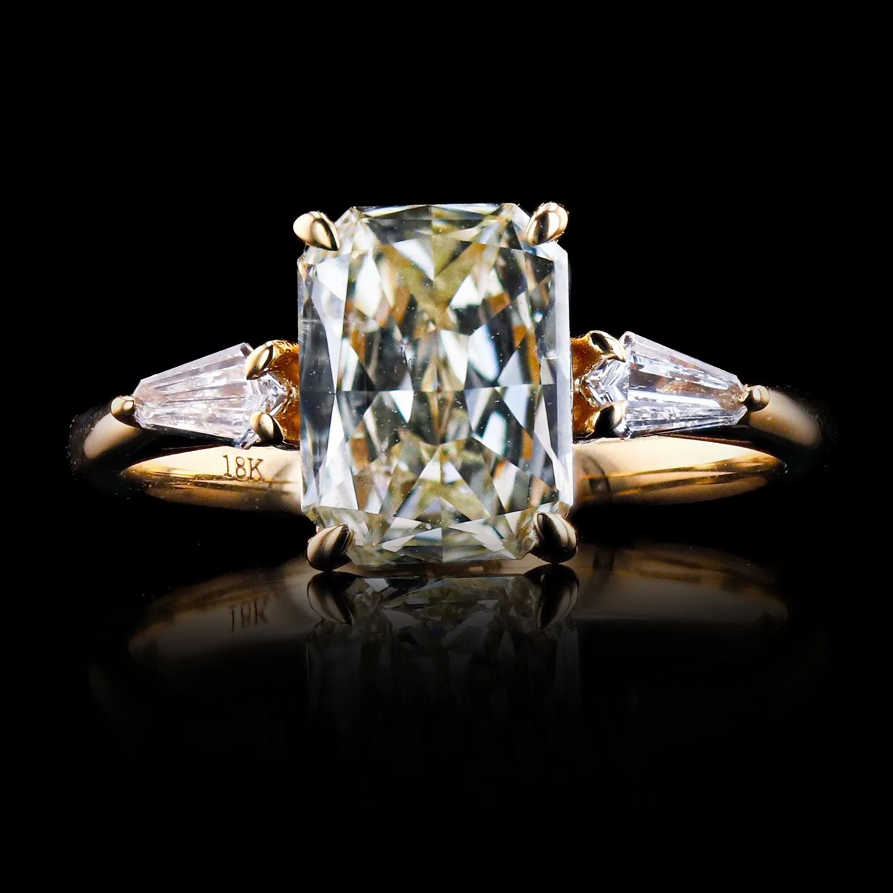 1.70 CARAT CHAMPAGNE RADIANT DIAMOND THREE STONE RING
