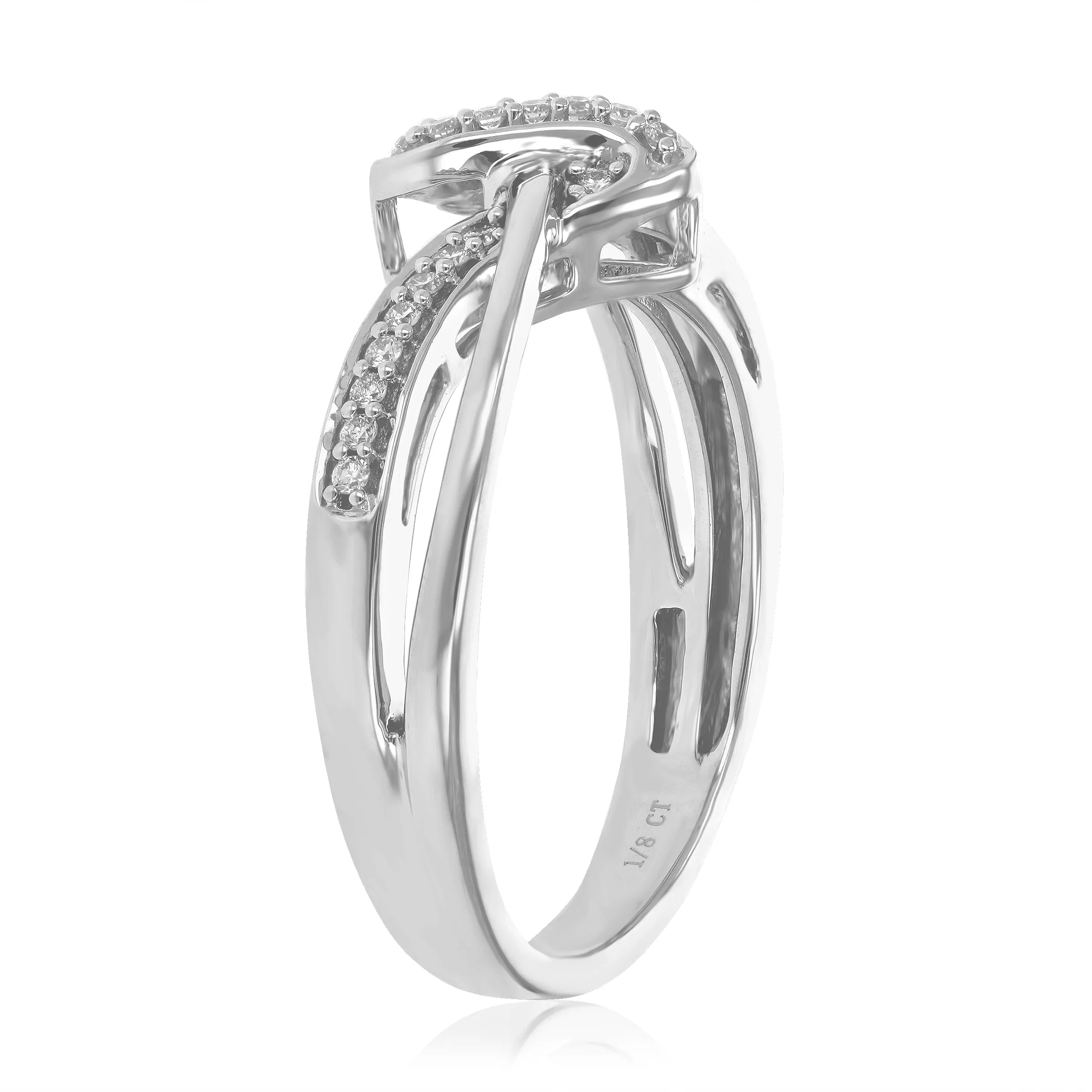 1/8 cttw Lab Grown Diamond Twisted Knot Wedding Band in Silver