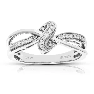 1/8 cttw Lab Grown Diamond Twisted Knot Wedding Band in Silver