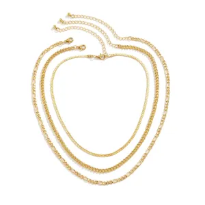 18K Gold-Plated Snake & Curb Chain Necklace Set