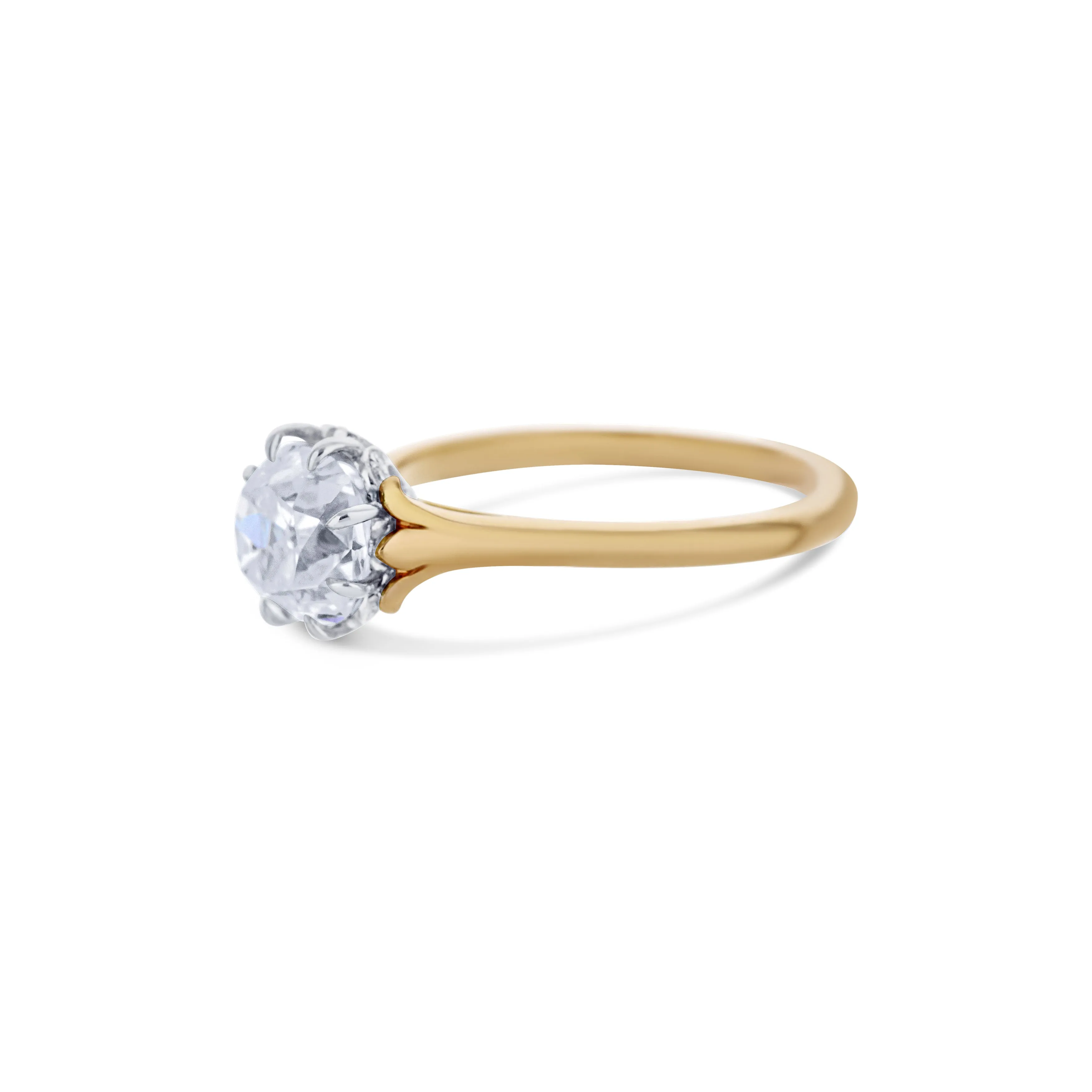 18K Rose & White Gold Old Mine Brilliant Cut Diamond Vintage Style Engagement Ring 8 Prong Basket 2.20Ct With Gia Certificate