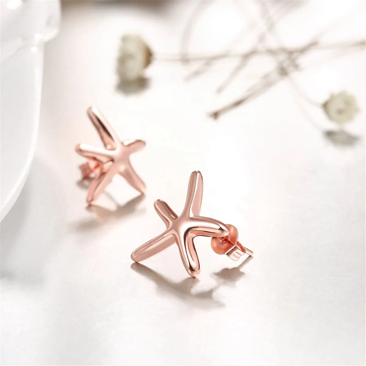 18K Rose Gold-Plated Star Stud Earrings