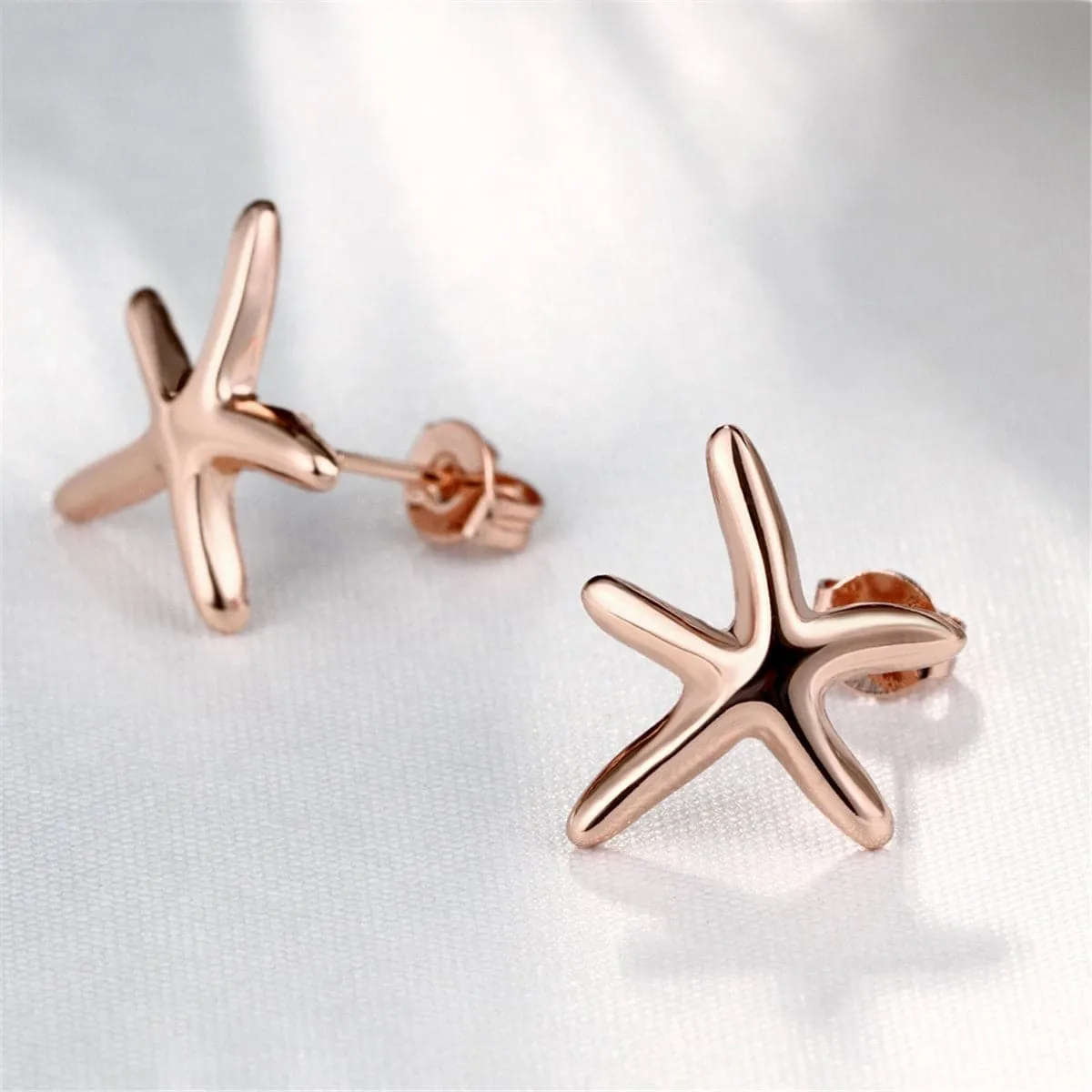 18K Rose Gold-Plated Star Stud Earrings