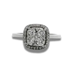 18K White Gold Cushion Natural Diamond Stone Engagement Ring