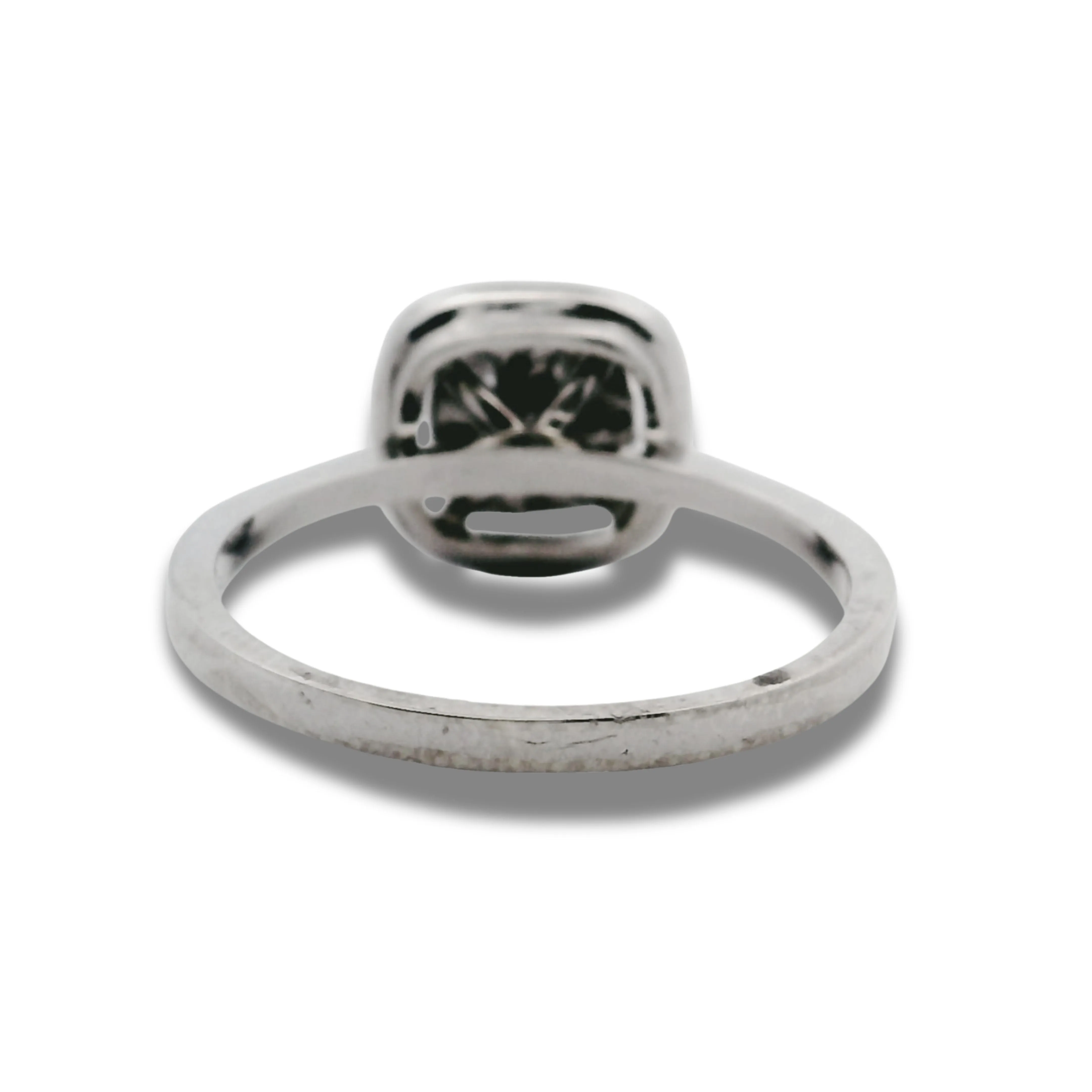 18K White Gold Cushion Natural Diamond Stone Engagement Ring