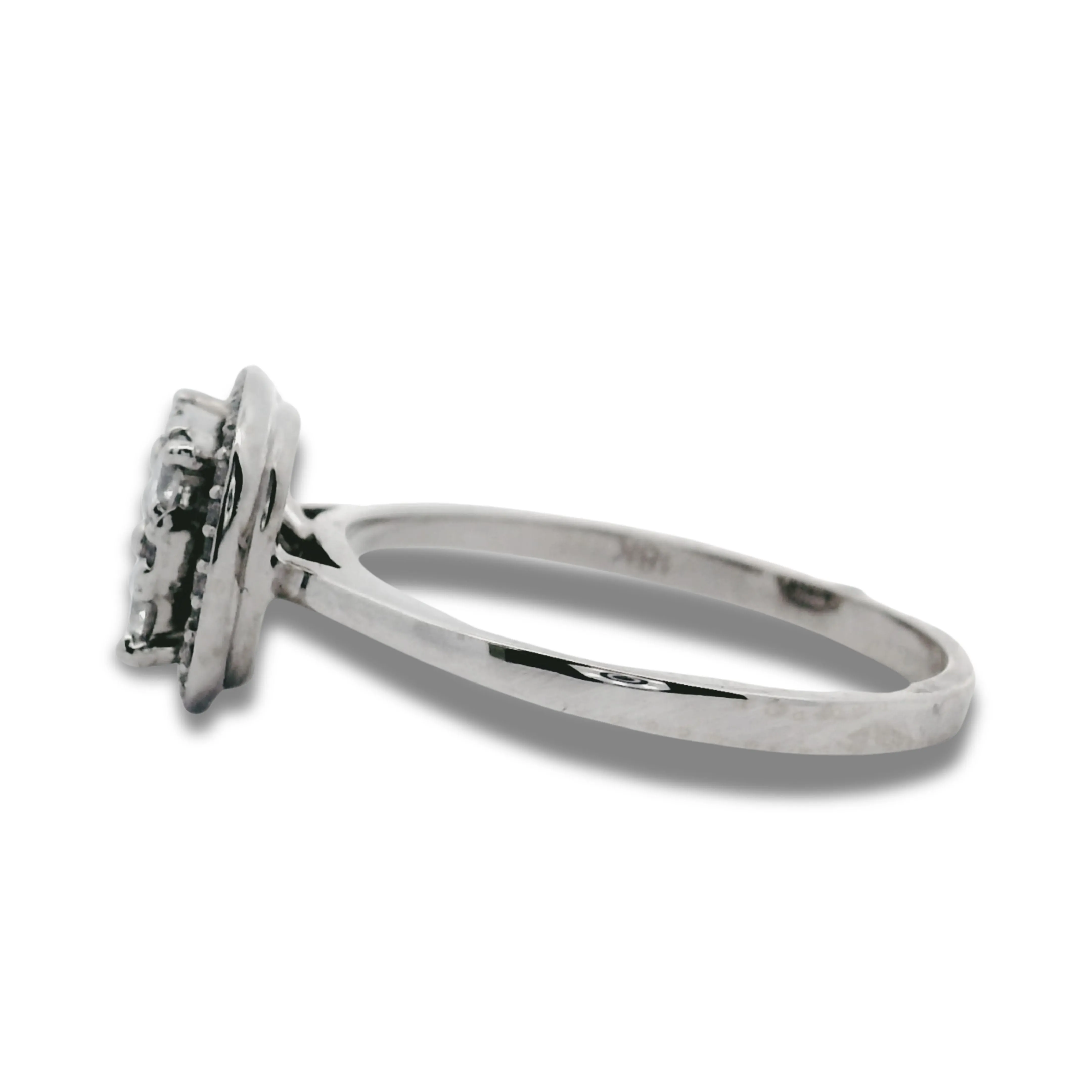 18K White Gold Cushion Natural Diamond Stone Engagement Ring