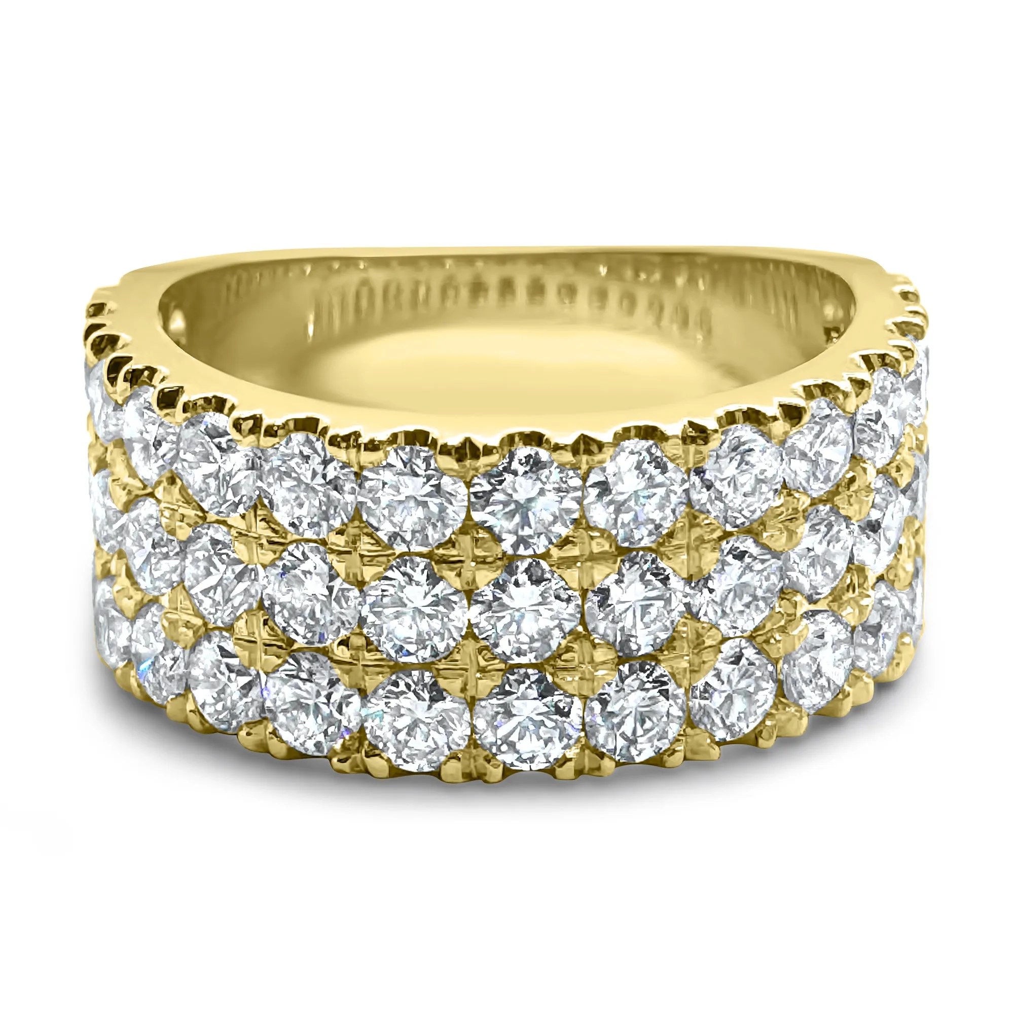 2.7 Carat Diamond Ring | F Color VS2 | 3-Row Half Eternity Band | 14k White, Rose, or Yellow Gold