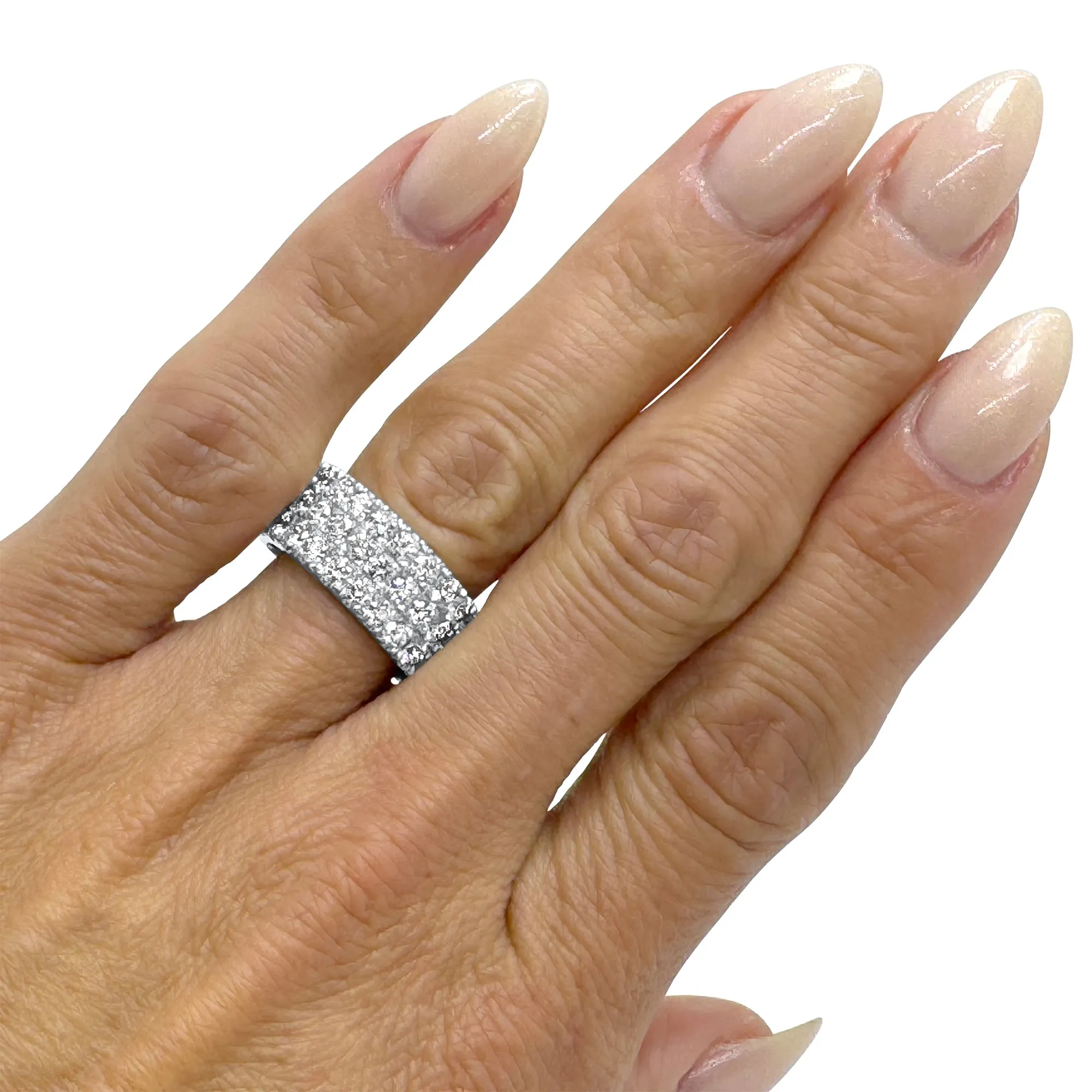 2.7 Carat Diamond Ring | F Color VS2 | 3-Row Half Eternity Band | 14k White, Rose, or Yellow Gold