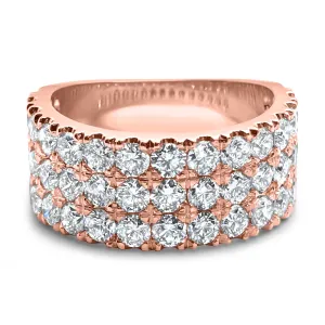 2.7 Carat Diamond Ring | F Color VS2 | 3-Row Half Eternity Band | 14k White, Rose, or Yellow Gold