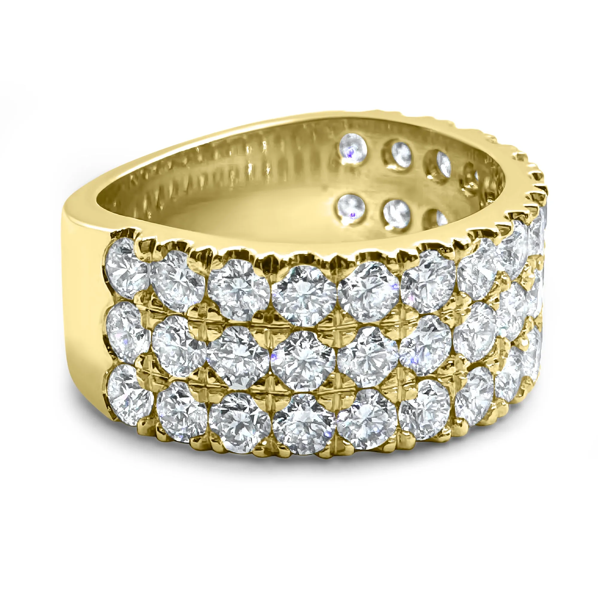 2.7 Carat Diamond Ring | F Color VS2 | 3-Row Half Eternity Band | 14k White, Rose, or Yellow Gold