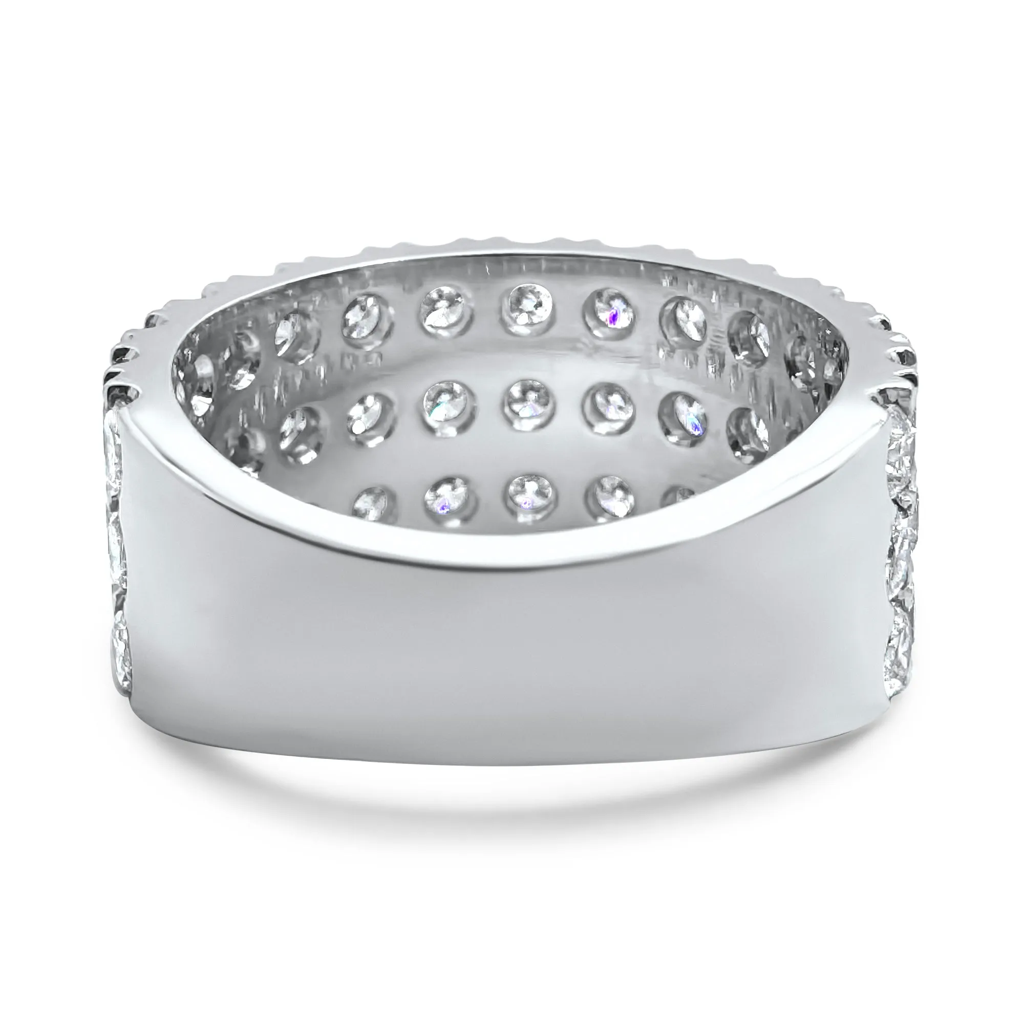 2.7 Carat Diamond Ring | F Color VS2 | 3-Row Half Eternity Band | 14k White, Rose, or Yellow Gold