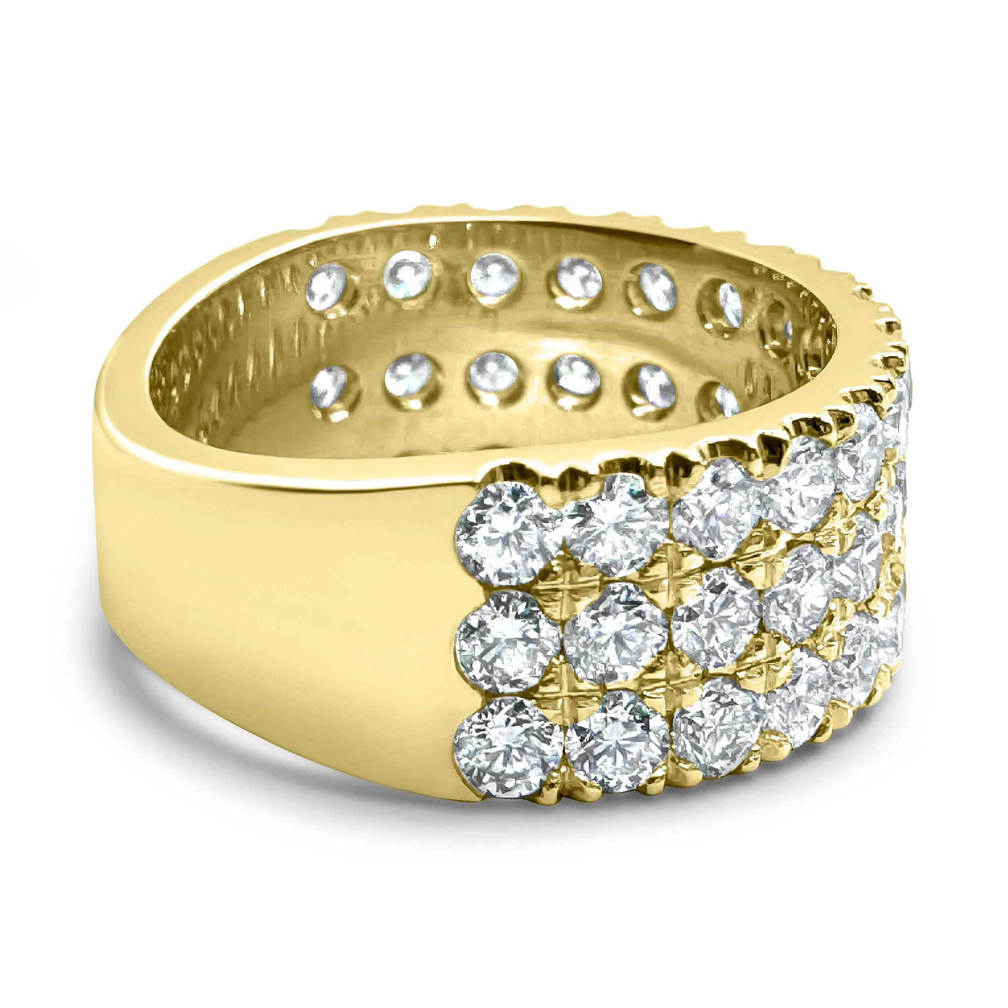 2.7 Carat Diamond Ring | F Color VS2 | 3-Row Half Eternity Band | 14k White, Rose, or Yellow Gold