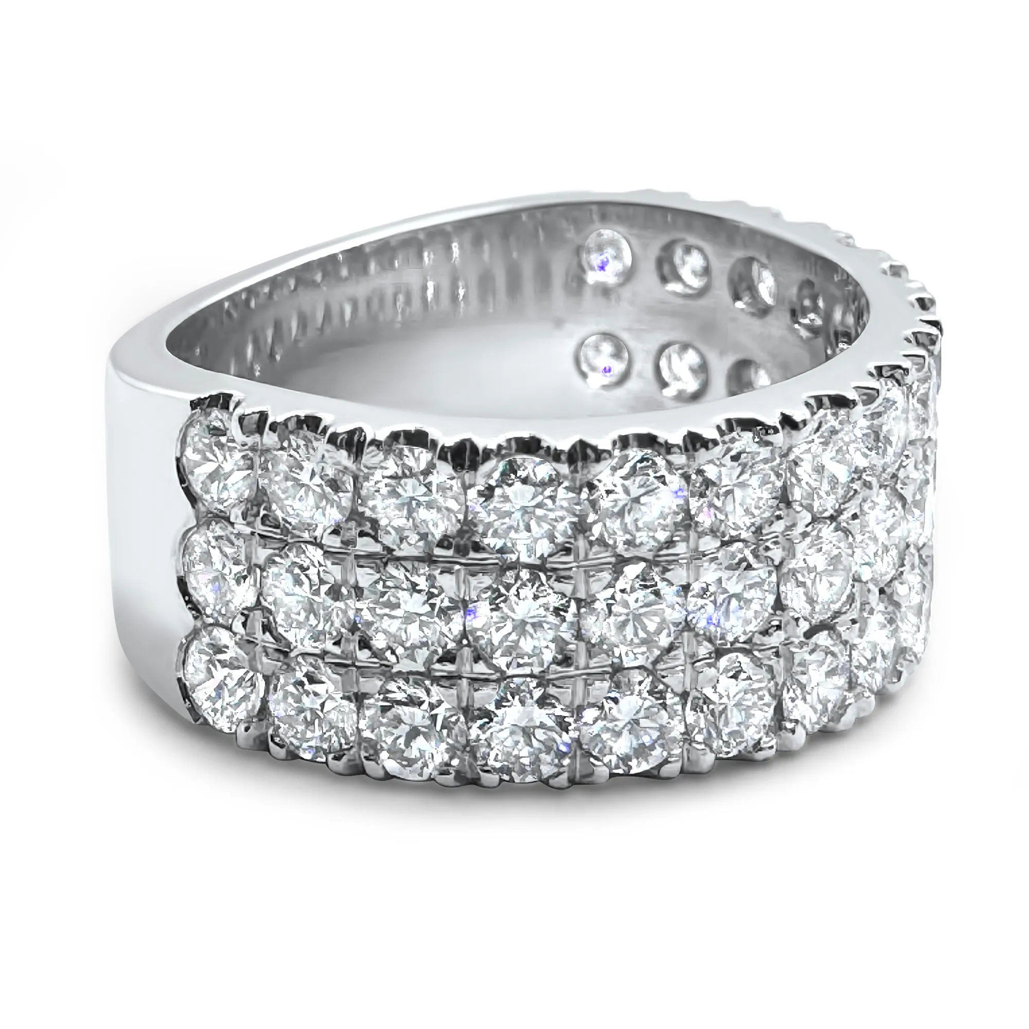 2.7 Carat Diamond Ring | F Color VS2 | 3-Row Half Eternity Band | 14k White, Rose, or Yellow Gold