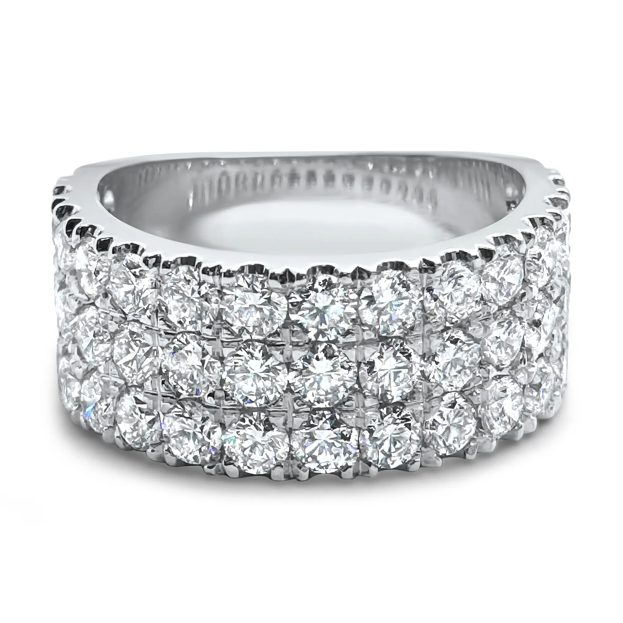 2.7 Carat Diamond Ring | F Color VS2 | 3-Row Half Eternity Band | 14k White, Rose, or Yellow Gold