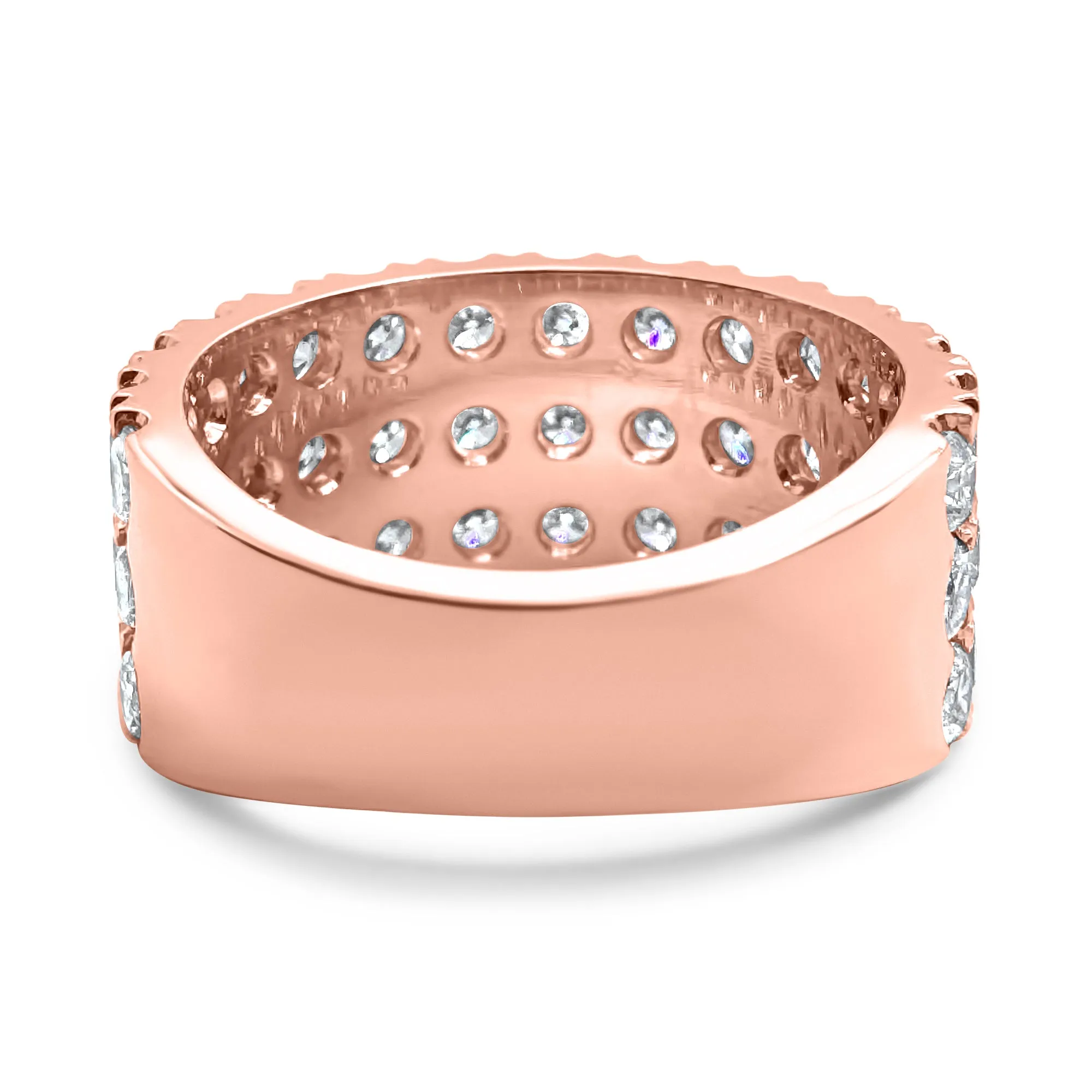 2.7 Carat Diamond Ring | F Color VS2 | 3-Row Half Eternity Band | 14k White, Rose, or Yellow Gold