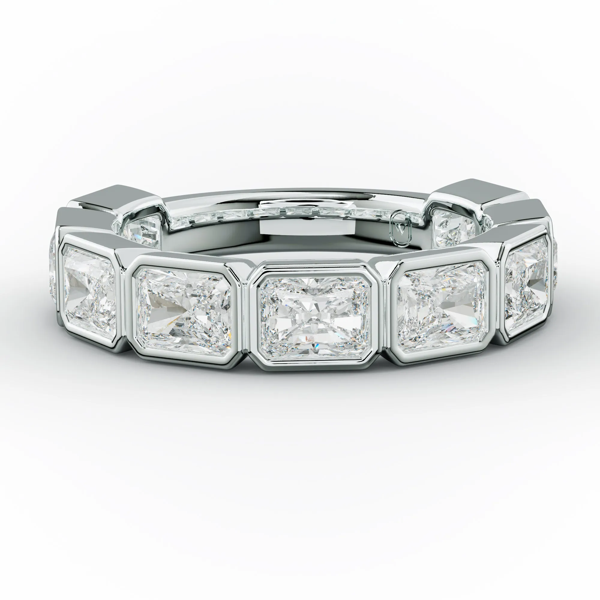3.0 Carat East West Radiant Cut Bezel Set Diamond Anniversary Band