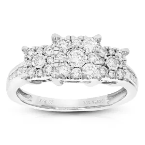 3/4 cttw Three Lab Grown Diamond Engagement Rings Sterling Silver