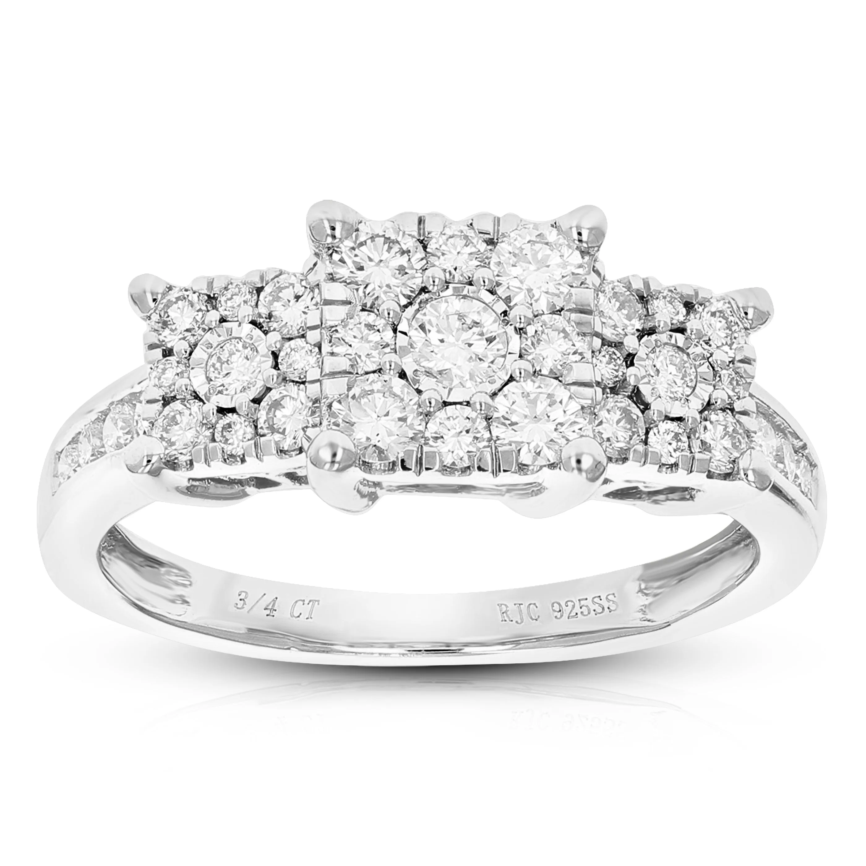 3/4 cttw Three Lab Grown Diamond Engagement Rings Sterling Silver